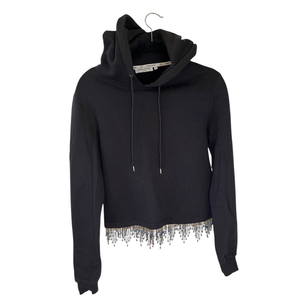 OPENING CEREMONY Black Hoodie Beaded Fringe XS Designer Retail $225